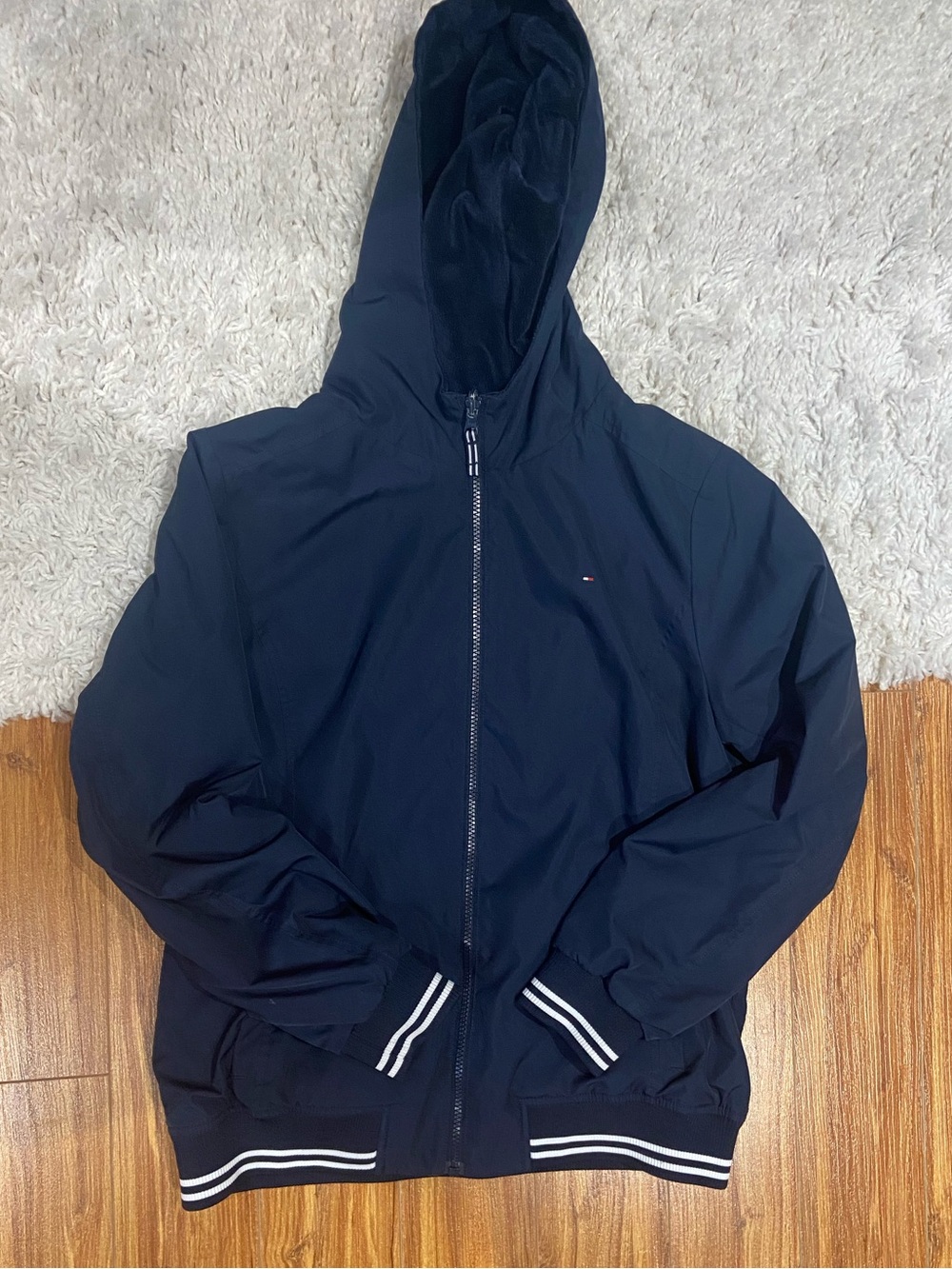 Tommy Hilfiger Navy Hooded Zip-Up Windbreaker Jacket